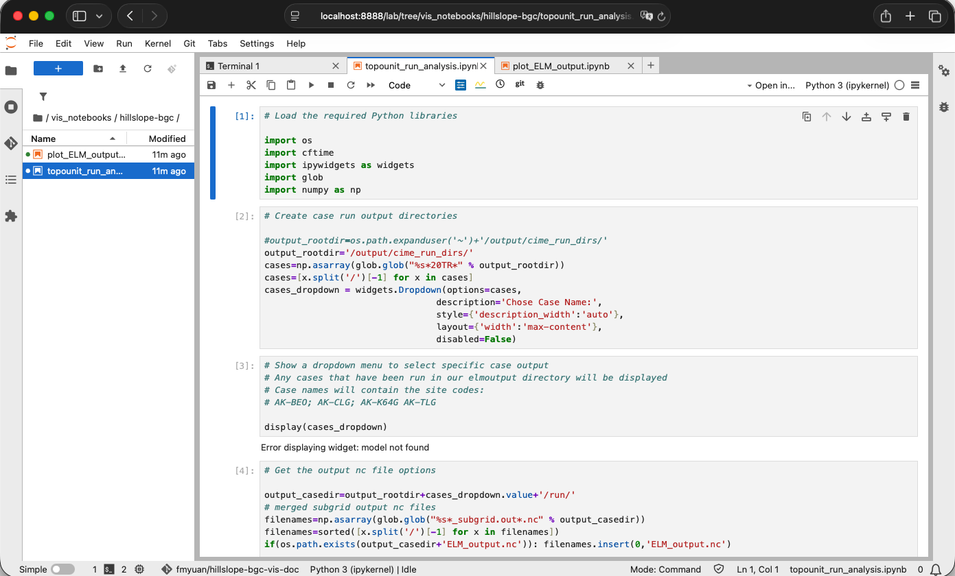 jupyter notebook ELM outputs analysis tool